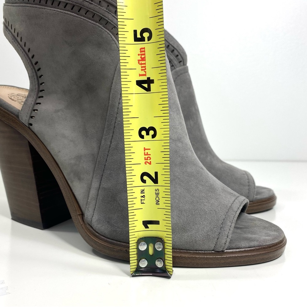 Vince Camuto Koral Gray Greystone Suede Perforated Open Toe Bootie Ankle Boots 9 - Picture 11 of 12